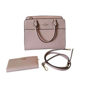 Kate Spade New York Madison Pink Leather Satchel Bag W/ Matching Wallet & Detach
